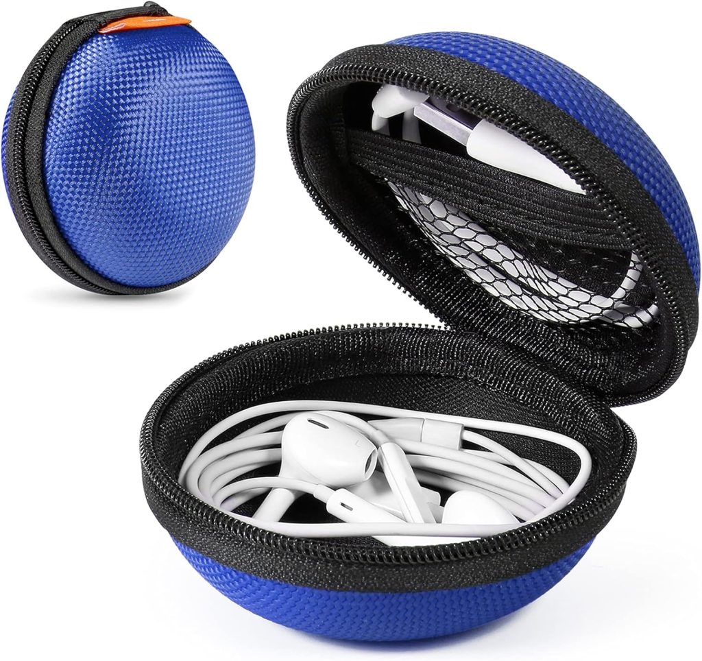 2 Pack Small Electronic Case for Earbuds, Earphone - GLCON Sturdy EVA Carrying Case, Shockproof Exterior - Portable Storage Pouch Bag for Charger, USB Flash Drive, Adapter, Earpiece - Blue