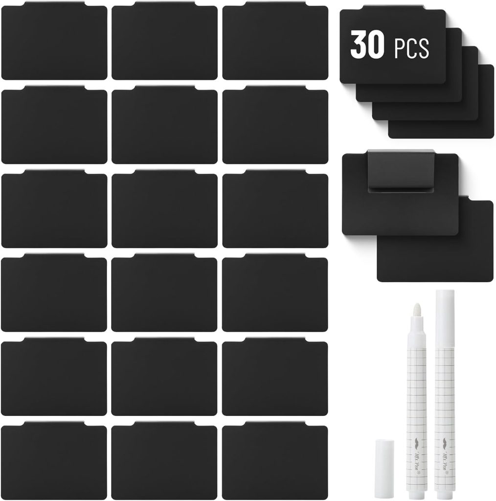 Mr. Pen- Basket Labels Clip On Set, 32 pcs, 30 Removable Bin Labels Clip On with 2 Chalk Markers, Storage Bin Labels for Storage Bins, Clip On Labels for Storage Bins, Basket Tags, Bin Clips